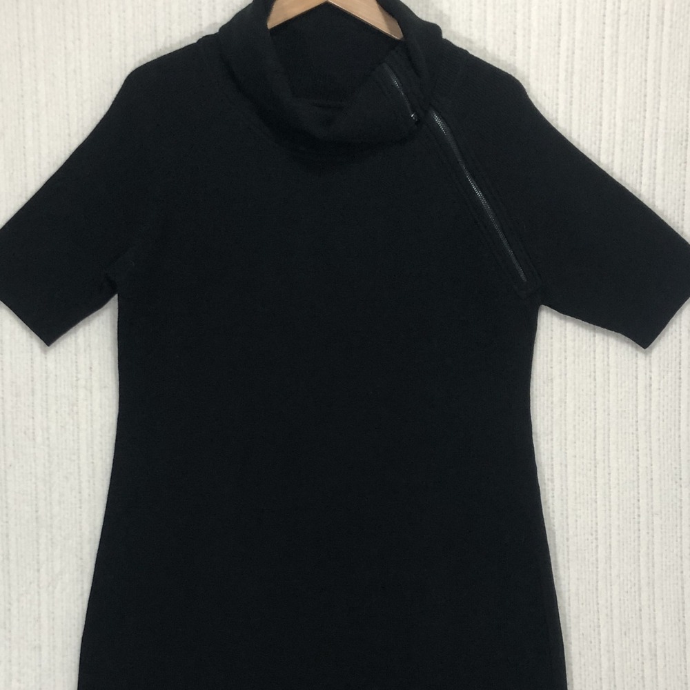 Calvin‎ Klein Black Ribbed Turtleneck Short Sleeve Dress XL
